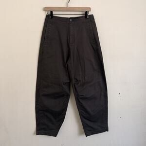 Uniqlo Dark Grey Curved Barrel Leg Pants Size 4 High Waist Cropped Wide Leg